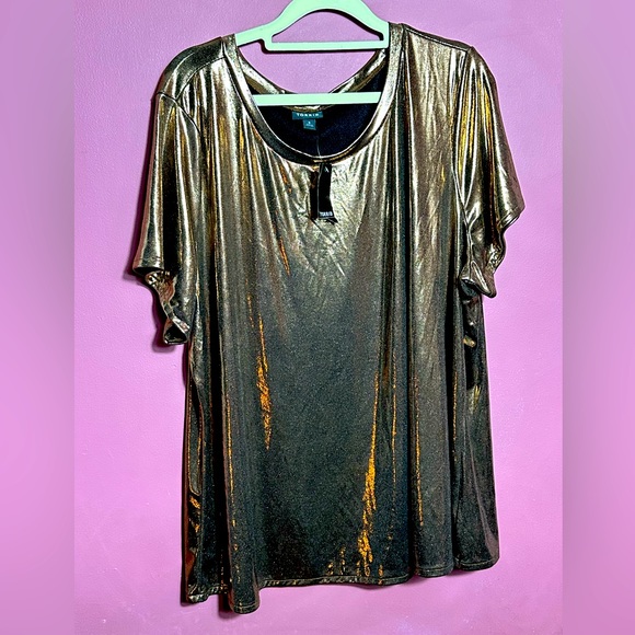 💙Torrid Liquid Bronze Metallic Crewneck T-Shirt - Picture 6 of 9